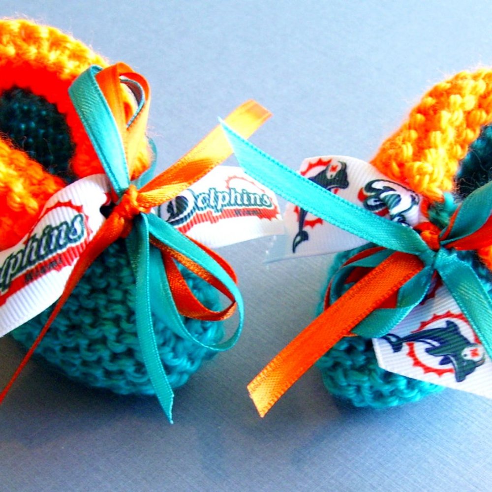Miami DOLPHINS Football Handmade Baby Booties *NEW*